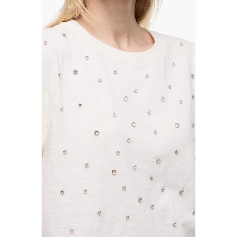 NEW Wildfox Rhinestone Nova Muscle Tee Snow White Large